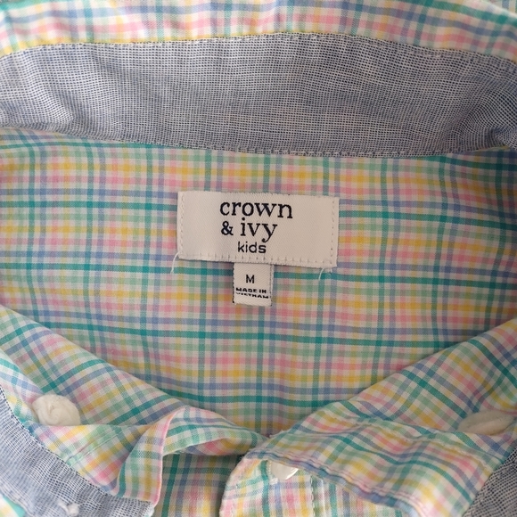 Crown & Ivy Boys M Long Sleeve Plaid  Button Down Shirt - Picture 5 of 6